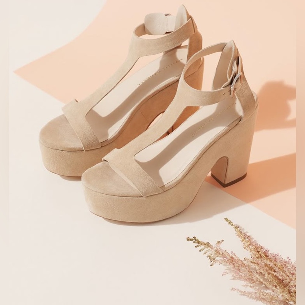 New Loffler Randall Minette high platforms suede heels in nude size 7